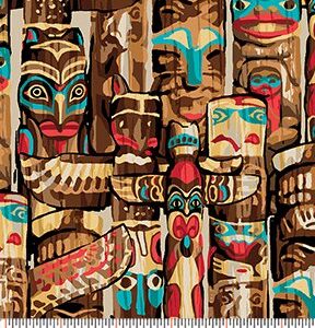 Totem Flannel By Kanvas For Benartex - Tan/Multi