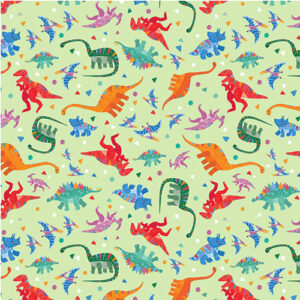 Rainbow Dino  By Liza Lewis  For Michael Miller - Light Green