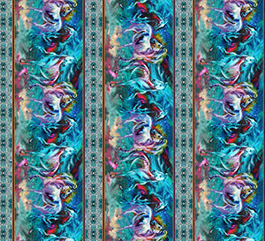 Color Your World With Horses By Marcia Baldwin For Benartex - Digital Print - Turquoise/Multi
