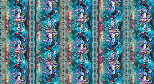 Color Your World With Horses By Marcia Baldwin For Benartex - Digital Print - Turquoise/Multi