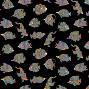 Hooked On Fish By Ann Lauer For Benartex - Black/Multi