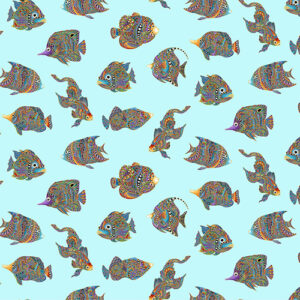 Hooked On Fish By Ann Lauer For Benartex - Lt. Turquoise/Multi