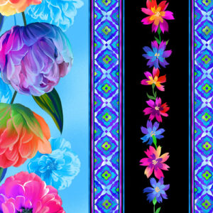 Luminous Blooms By Kanvas Studio For Benartex - Digital - Dark Blue