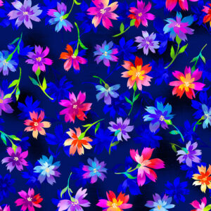 Luminous Blooms By Kanvas Studio For Benartex - Digital - Navy
