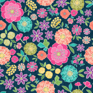 Sew Bloom By Contempo Studio For Benartex - Navy