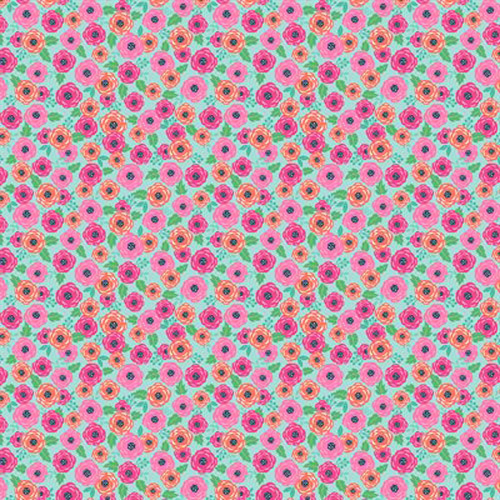 Sew Bloom By Contempo Studio For Benartex - Pink/Turq