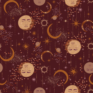 Tails From Under The Moon By Rjr Studio For Rjr Fabrics - Metallic - Mystic Maroon