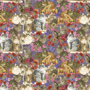 Cats N Quilts By Francien Van Westering For Benartex - Digital - Eggplant/Multi