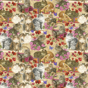 Cats N Quilts By Francien Van Westering For Benartex - Digital - Beige/Multi