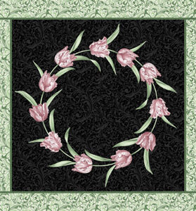 Evelyn's Etched Tulips By Jackie Robinson For Benartex - Black