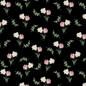 Evelyn's Etched Tulips By Jackie Robinson For Benartex - Black