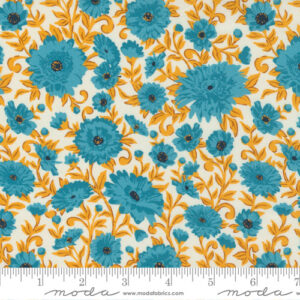 Paisley Rose By Crystal Manning For Moda - Ivory - Turquoise