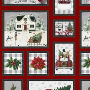 Home For Christmas By Dianna Swartz For Benartex - Digital - Panel -  Red/Multi