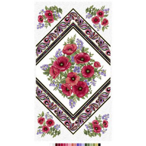 Amazing Poppies By Ann Lauer For Benartex - Panel - White/Multi
