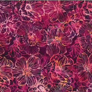 Bali Batik By Hoffman - Outline Flowers Cabernet