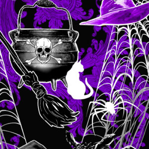 Halloween Spirit By Kanvas Studio For Benartex  - Digital - Glow - Purple/Black