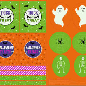 Haunted House By Lewis & Irene  - Treat Bags & Cut Outs Panel Orange Glow - Digital
