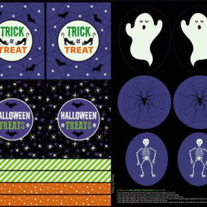 Haunted House By Lewis & Irene  - Treat Bags & Cut Outs Panel Black Glow - Digital