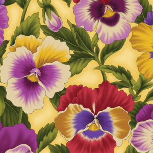Flower Festival By Benartex - Digital - Yellow/Violet