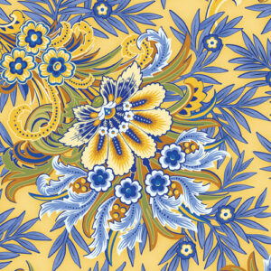 Flower Festival By Benartex - Digital - Navy Blue/Yellow