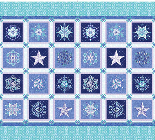 Winter Jewels By Contempo Studio For Benartex - Pearlized - Panel - Blue