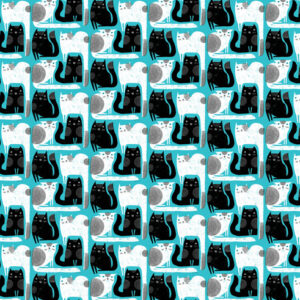 Purr Fect Cats By Contempo Studio For Benartex - Digital - Dark Turquoise