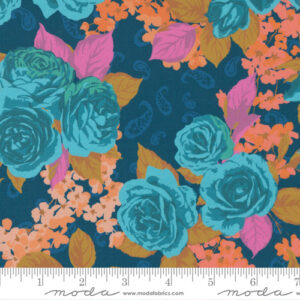 Paisley Rose By Crystal Manning For Moda - Prussian Blue