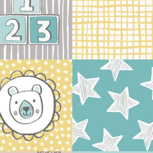 Bella Bunny & Bear By Lewis & Irene - 3 Inch Nursery Squares Yellow