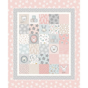 Bella Bunny & Bear By Lewis & Irene - Bella Bunny & Bear Cot Quilt Pink