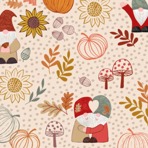 Snuggle Season By Lewis & Irene - Autumn Gnomes On Dark Cream