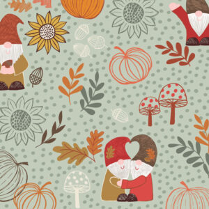 Snuggle Season By Lewis & Irene - Autumn Gnomes On Light Sage