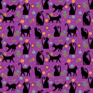 Folktown Cats By Karla Gerard For Benartex - Digital - Purple