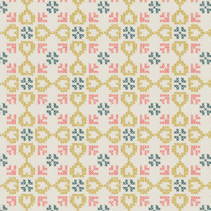 Folk Floral By Lewis & Irene - Cross Stitch Hearts On Cream