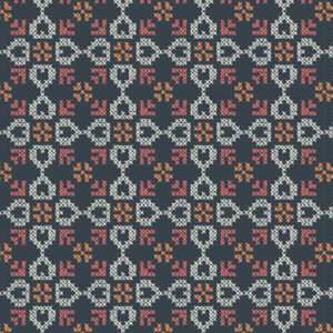 Folk Floral By Lewis & Irene - Cross Stitch Hearts On Navy Blue