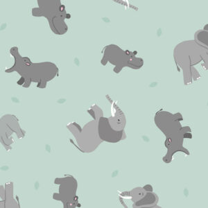 Small Things - Wild Animals By Lewis & Irene - Elephants & Hippos On Light Blue