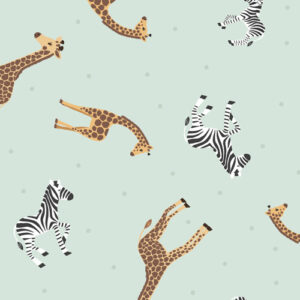 Small Things - Wild Animals By Lewis & Irene - Giraffes & Zebaras On Light Blue