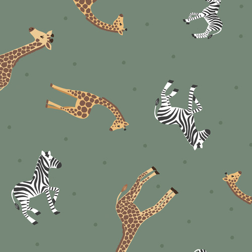 Small Things - Wild Animals By Lewis & Irene - Giraffes & Zebras On Green