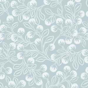 The Secret Winter Garden By Lewis & Irene - Snowberries On Ice Blue With Pearl Effect