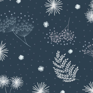 The Secret Winter Garden By Lewis & Irene - Frosted Garden On Dark Blue With Pearl Elements