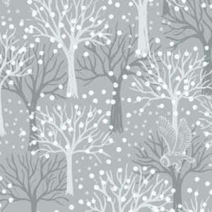 The Secret Winter Garden By Lewis & Irene - Owl Orchard On Light Grey With Pearl Elements