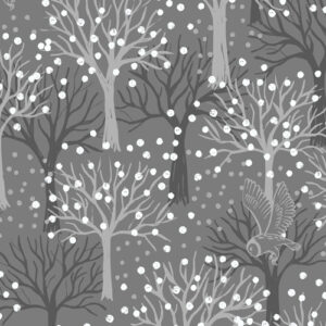 The Secret Winter Garden By Lewis & Irene - Owl Orchard On Dark Grey With Pearl Elements