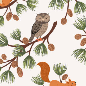 Evergreen By Lewis & Irene - Pine Cone Branches On Cream