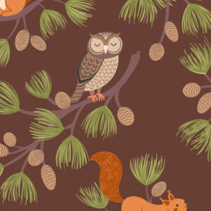 Evergreen By Lewis & Irene - Pine Cone Branches On Dark Brown