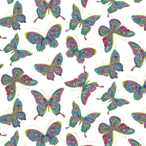 Alluring Butterflies By Ann Lauer For Benartex - White/Multi