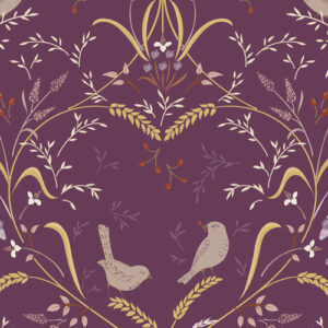 Meadowside By Cassandra Connelly For Lewis & Irene - Bird By Bird On Deep Plum