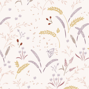 Meadowside By Cassandra Connelly For Lewis & Irene - Grassfield Gathering On Light Ecru Pink