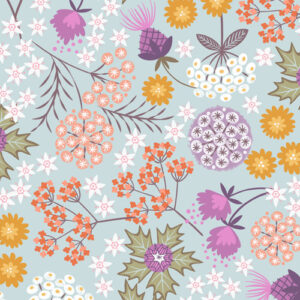 Puffin Bay By Lewis & Irene - Sea Holly Floral On Light Blue