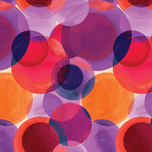 Watercolor Geometry By Marta Cortese For Benartex - Digital - Orange/Purple