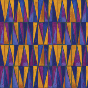Watercolor Geometry By Marta Cortese For Benartex - Digital - Purple/Gold