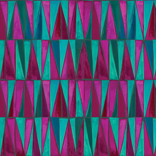 Watercolor Geometry By Marta Cortese For Benartex - Digital - Teal/Pink